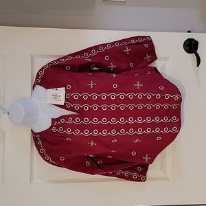 Roller Rabbit Peonia Embroidered Malm Top Color Ruby Size XS